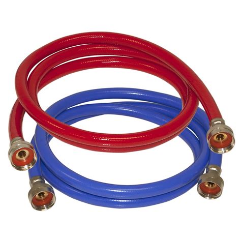 2-Pack Premium Stainless Steel <b>Washing</b> <b>Machine</b> <b>Hoses</b> - 6 FT No-Lead Burst Proof Red and Blue Lined Water Inlet Supply Lines - Universal 90 Degree Elbow Connection - 10 Year Warranty. . Washing machine hoses lowes